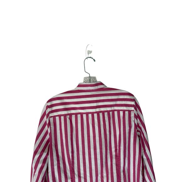 J.Crew Button Down Shirt Pink Striped Lightweight Cotton Blend Blouse Medium - Picture 8 of 12